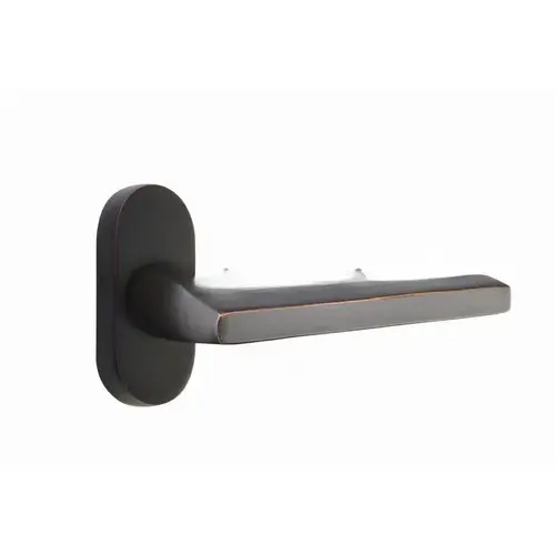 Helios Lever Left Hand Dummy Pair with 1-1/2" X 3" Oval Stretto Narrow Trim Lockset for 1-1/4" to 1-3/4" Door Oil Rubbed Bronze Finish