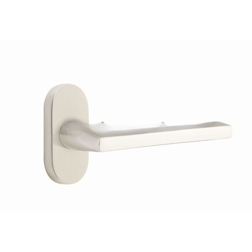 Helios Lever Left Hand Single-Sided Dummy with 1-1/2" X 3" Oval Stretto Narrow Trim Lockset for 1-1/4" to 1-3/4" Door Satin Nickel Finish