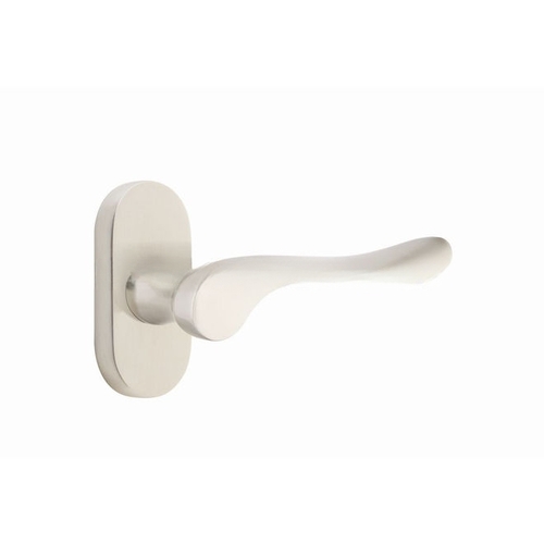 Luzern Lever Left Hand Dummy Pair with 1-1/2" X 3" Oval Stretto Narrow Trim Lockset for 1-1/4" to 1-3/4" Door Satin Nickel Finish