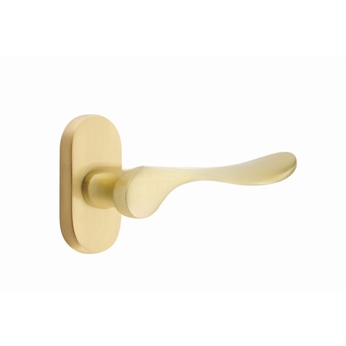 Luzern Lever Left Hand Dummy Pair with 1-1/2" X 3" Oval Stretto Narrow Trim Lockset for 1-1/4" to 1-3/4" Door Satin Brass Finish