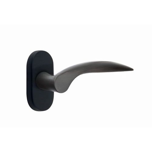 Mercury Lever Left Hand Single-Sided Dummy with 1-1/2" X 3" Oval Stretto Narrow Trim Lockset for 1-1/4" to 1-3/4" Door Flat Black Finish