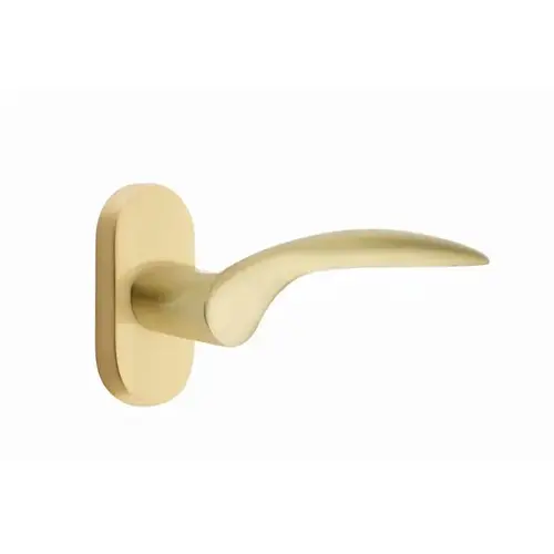 Mercury Lever Left Hand Dummy Pair with 1-1/2" X 3" Oval Stretto Narrow Trim Lockset for 1-1/4" to 1-3/4" Door Satin Brass Finish