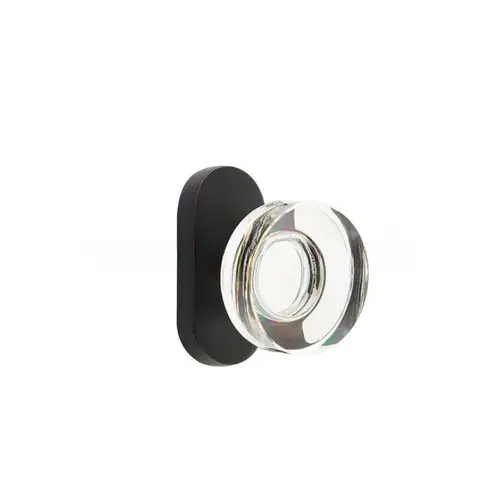 Modern Disc Glass Knob Dummy Pair with 1-1/2" X 3" Oval Stretto Narrow Trim Lockset for 1-1/4" to 1-3/4" Door Oil Rubbed Bronze Finish