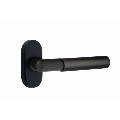 Myles Lever Left Hand Single-Sided Dummy with 1-1/2" X 3" Oval Stretto Narrow Trim Lockset for 1-1/4" to 1-3/4" Door Flat Black Finish