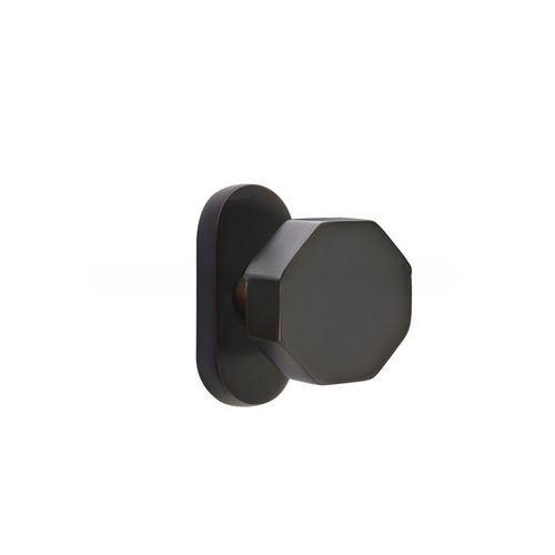 Octagon Knob Single-Sided Dummy with 1-1/2" X 3" Oval Stretto Narrow Trim Lockset for 1-1/4" to 1-3/4" Door Oil Rubbed Bronze Finish