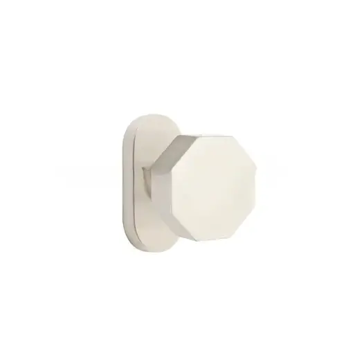 Octagon Knob Dummy Pair with 1-1/2" X 3" Oval Stretto Narrow Trim Lockset for 1-1/4" to 1-3/4" Door Satin Nickel Finish