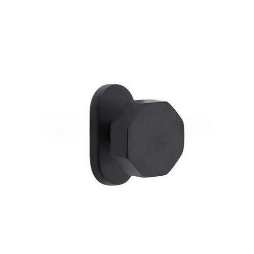 Octagon Knob Dummy Pair with 1-1/2" X 3" Oval Stretto Narrow Trim Lockset for 1-1/4" to 1-3/4" Door Flat Black Finish