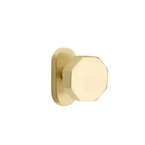 Octagon Knob Dummy Pair with 1-1/2" X 3" Oval Stretto Narrow Trim Lockset for 1-1/4" to 1-3/4" Door Satin Brass Finish