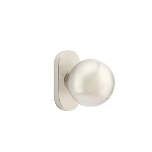 Orb Knob Single-Sided Dummy with 1-1/2" X 3" Oval Stretto Narrow Trim Lockset for 1-1/4" to 1-3/4" Door Satin Nickel Finish