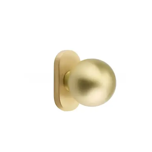 Orb Knob Single-Sided Dummy with 1-1/2" X 3" Oval Stretto Narrow Trim Lockset for 1-1/4" to 1-3/4" Door Satin Brass Finish