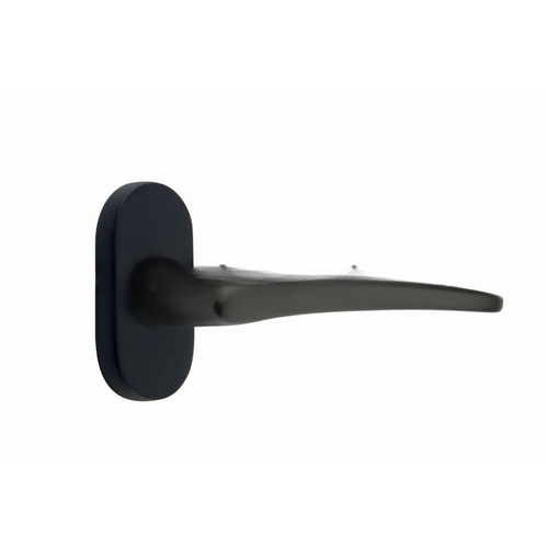 Poseidon Lever Right Hand Dummy Pair with 1-1/2" X 3" Oval Stretto Narrow Trim Lockset for 1-1/4" to 1-3/4" Door Flat Black Finish