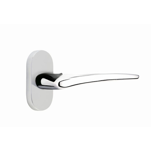 Poseidon Lever Right Hand Dummy Pair with 1-1/2" X 3" Oval Stretto Narrow Trim Lockset for 1-1/4" to 1-3/4" Door Polished Chrome Finish