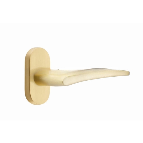 Poseidon Lever Right Hand Single-Sided Dummy with 1-1/2" X 3" Oval Stretto Narrow Trim Lockset for 1-1/4" to 1-3/4" Door Satin Brass Finish