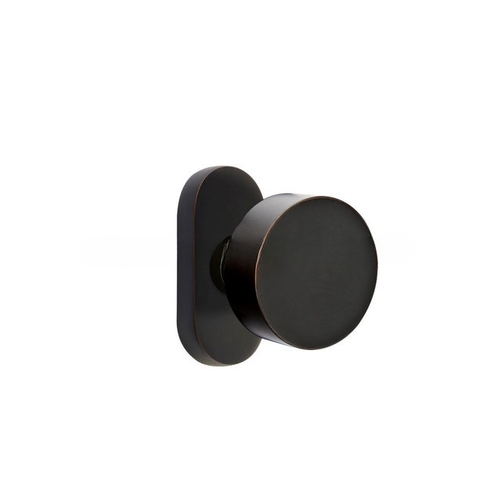 Round Knob Dummy Pair with 1-1/2" X 3" Oval Stretto Narrow Trim Lockset for 1-1/4" to 1-3/4" Door Oil Rubbed Bronze Finish