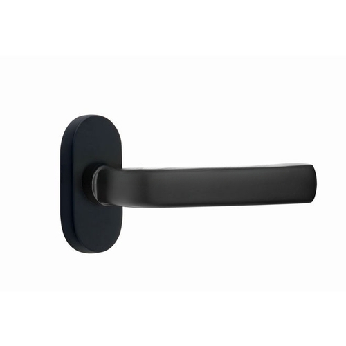 Sion Lever Left Hand Single-Sided Dummy with 1-1/2" X 3" Oval Stretto Narrow Trim Lockset for 1-1/4" to 1-3/4" Door Flat Black Finish