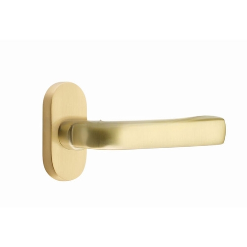 Sion Lever Left Hand Single-Sided Dummy with 1-1/2" X 3" Oval Stretto Narrow Trim Lockset for 1-1/4" to 1-3/4" Door Satin Brass Finish