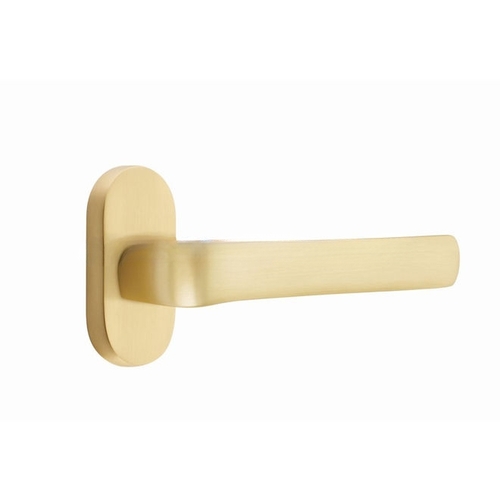 Spencer Lever Right Hand Single-Sided Dummy with 1-1/2" X 3" Oval Stretto Narrow Trim Lockset for 1-1/4" to 1-3/4" Door Satin Brass Finish