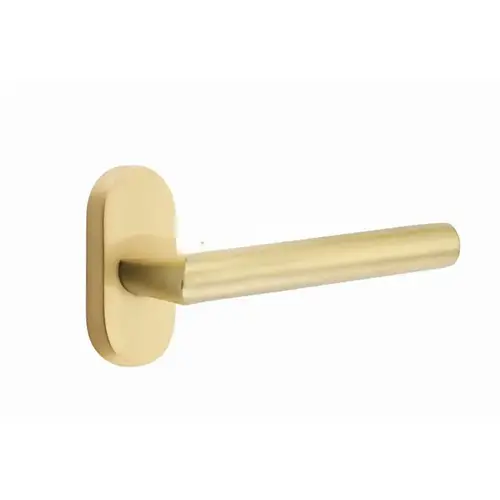 Stretto Lever Right Hand Single-Sided Dummy with 1-1/2" X 3" Oval Stretto Narrow Trim Lockset for 1-1/4" to 1-3/4" Door Satin Brass Finish