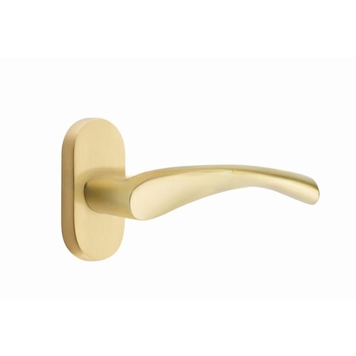 Triton Lever Left Hand Single-Sided Dummy with 1-1/2" X 3" Oval Stretto Narrow Trim Lockset for 1-1/4" to 1-3/4" Door Satin Brass Finish