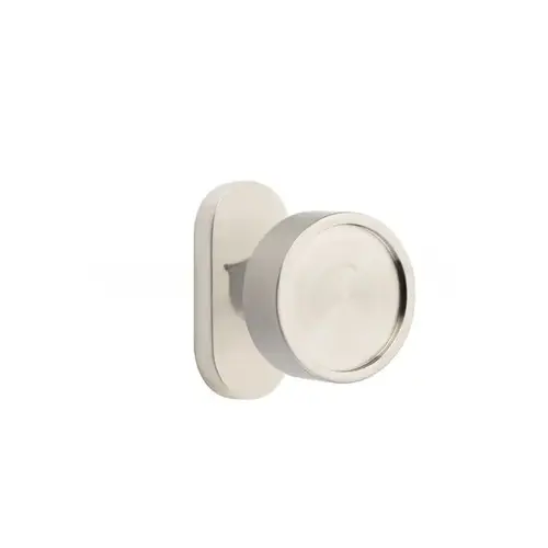 Verve Knob Single-Sided Dummy with 1-1/2" X 3" Oval Stretto Narrow Trim Lockset for 1-1/4" to 1-3/4" Door Satin Nickel Finish