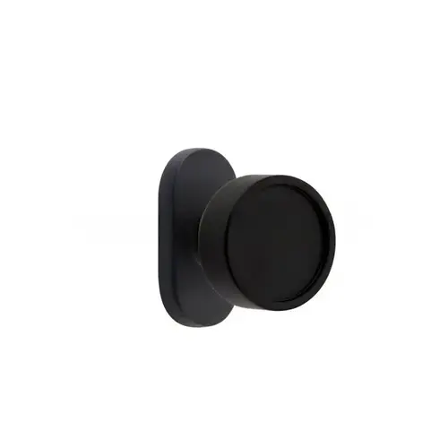 Verve Knob Single-Sided Dummy with 1-1/2" X 3" Oval Stretto Narrow Trim Lockset for 1-1/4" to 1-3/4" Door Flat Black Finish