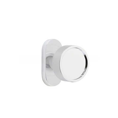 Verve Knob Single-Sided Dummy with 1-1/2" X 3" Oval Stretto Narrow Trim Lockset for 1-1/4" to 1-3/4" Door Polished Chrome Finish