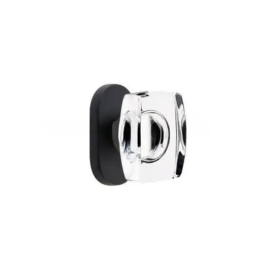 Windsor Glass Knob Single-Sided Dummy with 1-1/2" X 3" Oval Stretto Narrow Trim Lockset for 1-1/4" to 1-3/4" Door Flat Black Finish