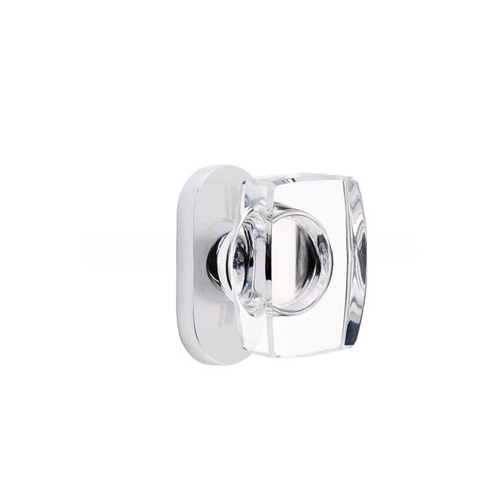 Windsor Glass Knob Dummy Pair with 1-1/2" X 3" Oval Stretto Narrow Trim Lockset for 1-1/4" to 1-3/4" Door Polished Chrome Finish