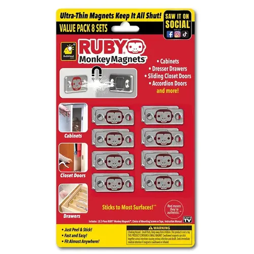 Telebrands 16562-8 MAGNET MONKEY F/DRAWER&CABINET Red/Silver