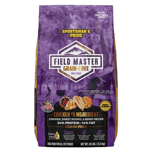 Field Master Dog Food, Small, Medium, Large Breed, Dry, Berry, Chicken, Sweet Potato, 30 lb