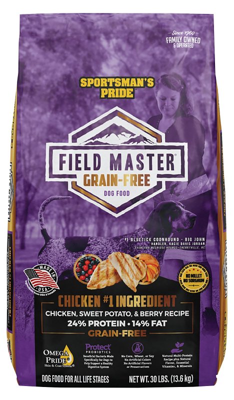 Sportsman's Pride 10167 Field Master Dog Food, Small, Medium, Large Breed, Dry, Berry, Chicken, Sweet Potato, 30 lb