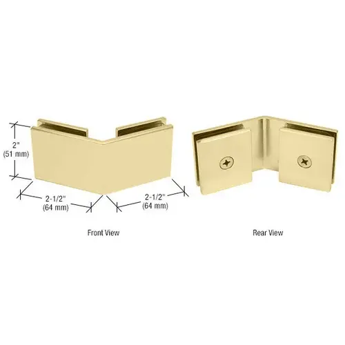 Satin Brass Square 135 Degree Glass-to-Glass Clamp