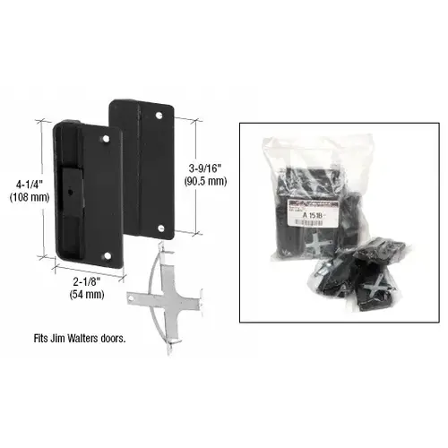 Sliding Screen Latch and Pull With 3-5/8" Screw Holes for Jim Walters Doors - Bulk Black