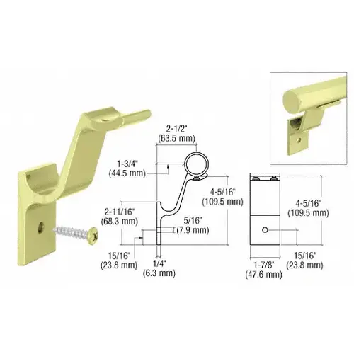 CRL ARHB1CRM Pre-Treated Aluminum Quick Connect Aluminum Hand Rail Bracket for 1-1/2" Diameter Tubing