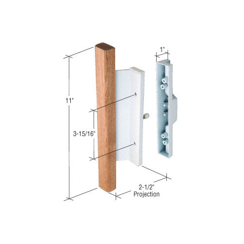 White Sliding Glass Door Handle with 3-15/16" Screw Hole Centers