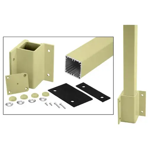 Pre-Treated Aluminum 42" 200, 300, 350, and 400 Series 90 Degree Inside Fascia Mounted Post Kit