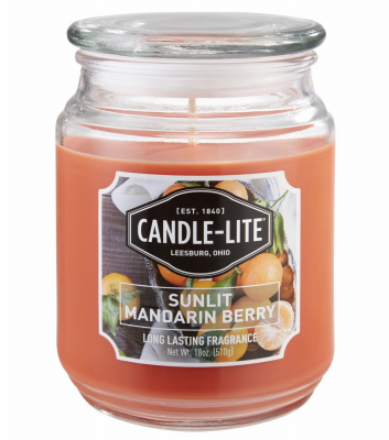 Candle Lite 3297271 Sunlit Mandarin Berry Scented Candle, 18 oz. Jar