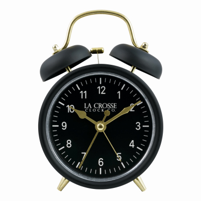 LA CROSSE TECHNOLOGY LTD 617-3314BG Twin Bell Quartz Alarm Clock, Battery Operated, Black