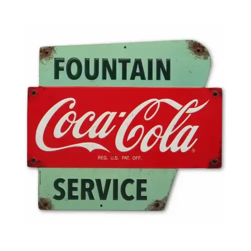 OPEN ROAD BRANDS LLC 90157553 Embossed Metal Sign, Coca-Cola Service, 13 x 11 In.