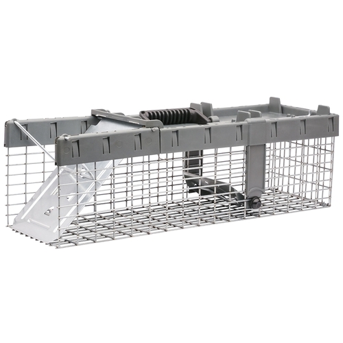Small Animal Trap, 17-1/2 in L, 5.76 in W, 7.22 in H, Spring Loaded Door