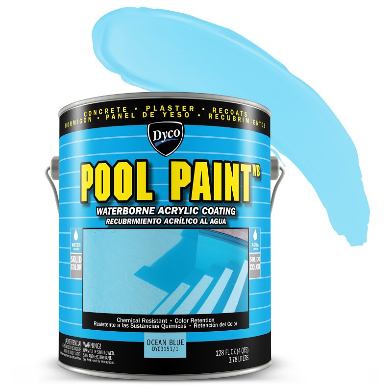 PAINTS DYC3151/1 Swimming Pool Paint, Acrylic, Ocean Blue, Gallon