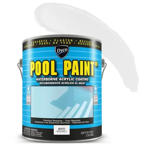 PAINTS DYC3150/1 Swimming Pool Paint, Acrylic, White, Gallon