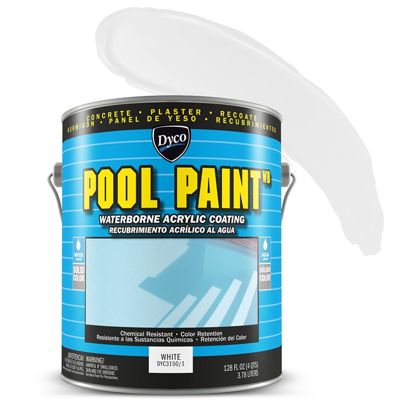 PAINTS DYC3150/1 Swimming Pool Paint, Acrylic, White, Gallon