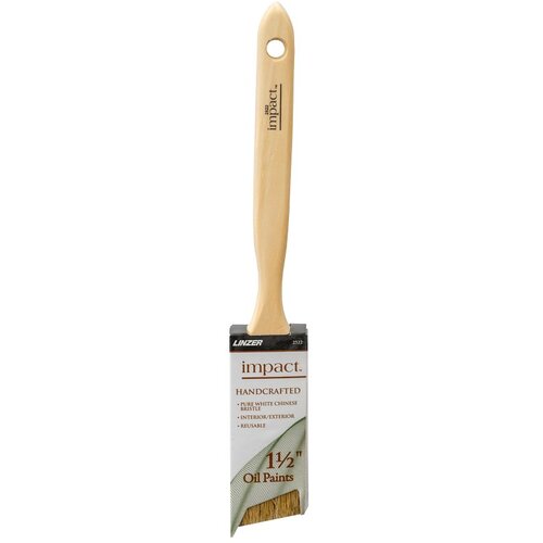 2522 Paint Brush, 1-1/2 in W, Angled Sash Brush, White Chinese Bristle