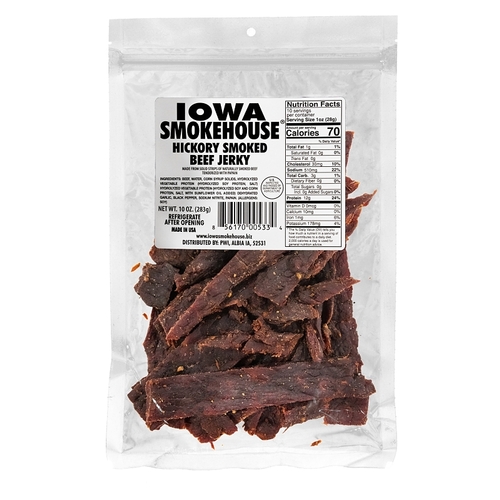 IOWA SMOKEHOUSE IS-10JH Beef Jerky, Hickory, 10 oz, Pack