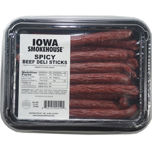 IOWA SMOKEHOUSE IS-BDS Beef Deli Stick, Spicy, 13 oz, Pack