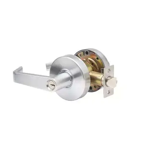 LSV Sparta Series Standard Duty Brushed Chrome Grade 2 Commercial Cylindrical Storeroom Lever with Door Handle Lock