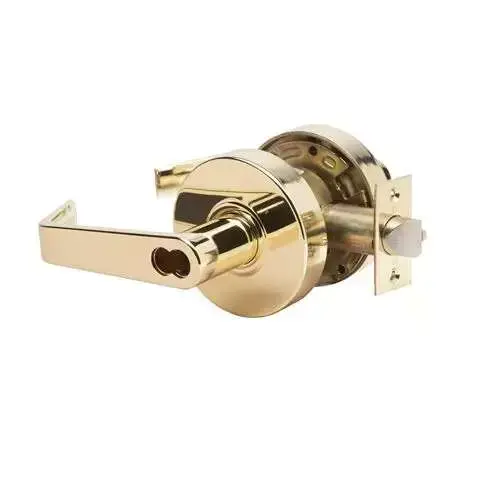 LSV Saturn Standard Duty Bright Brass Grade 2 Commercial Storeroom Lever with Door Handle Lock and IC Core