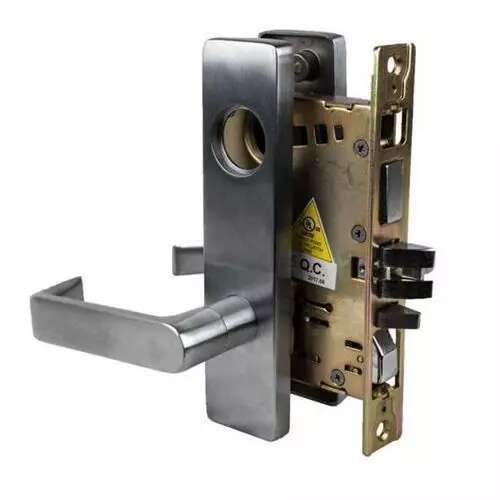 DXML Series Brushed Chrome Grade 1 Entry Mortise Lock Door Handle with Escutcheon Left-Handed Lever