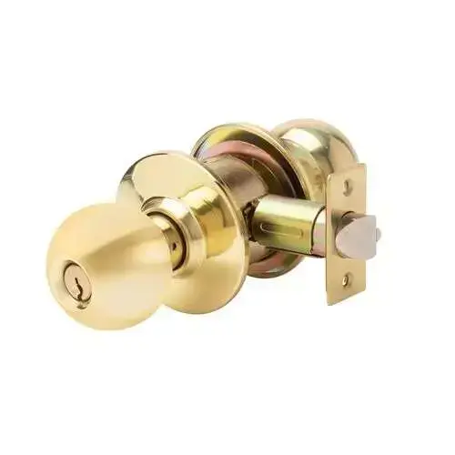 SVB Series Bright Brass Grade 2 Standard Duty Commercial Cylindrical Entry Door Knob with Lock